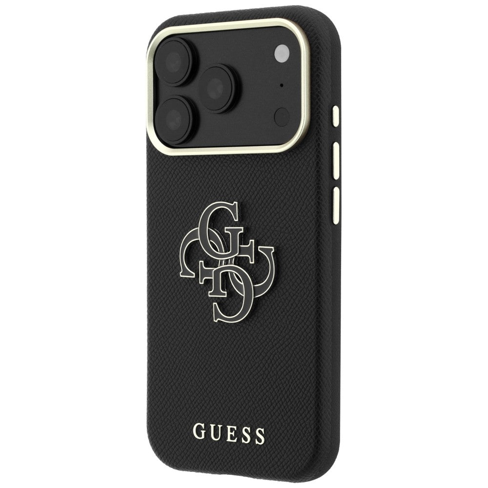 Capa para Apple iPhone 18 Pro Max / 17 Pro Max, Guess, Logo Grande em Resina Granulada, Preta