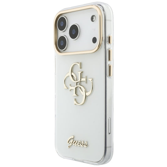 Capa para Apple iPhone 18 Pro Max / 17 Pro Max, Guess, IML 4G Metal Script, Branca