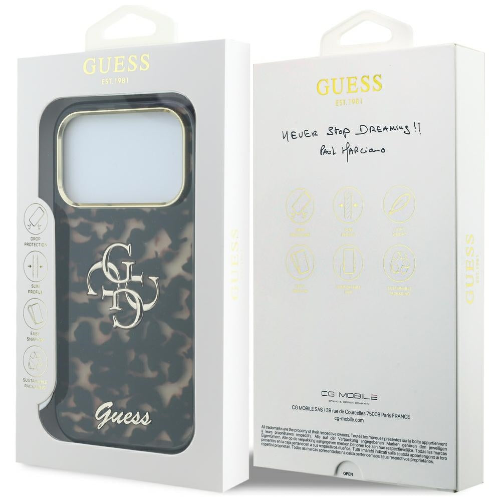 Capa para Apple iPhone 18 Pro Max / 17 Pro Max, Guess, IML 4G Metal Script, Castanha