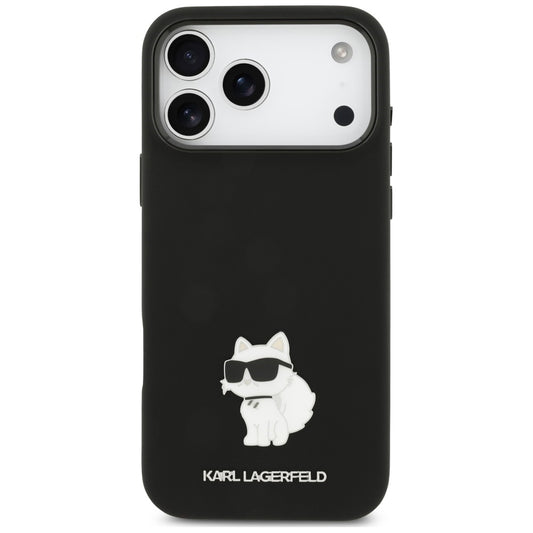 Capa para Apple iPhone 18 Pro Max / 17 Pro Max, Karl Lagerfeld, Choupette Metal Pin, Preta