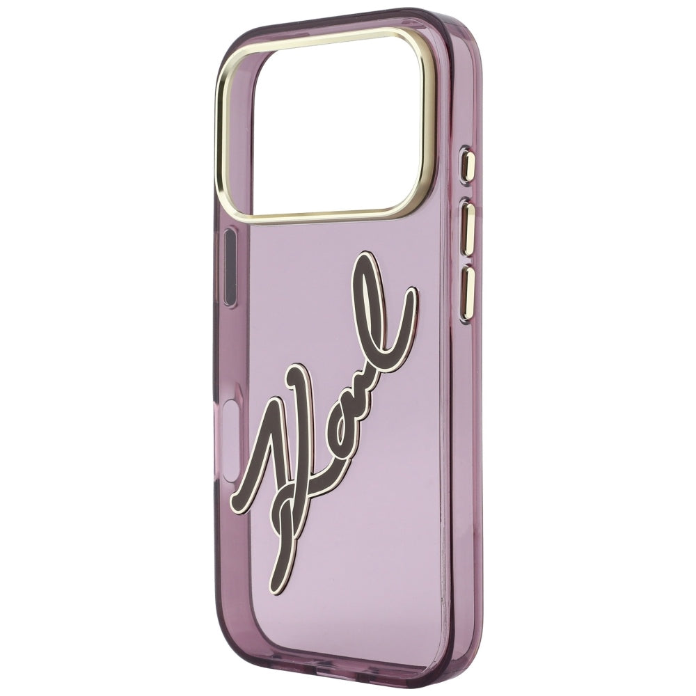 Capa para Apple iPhone 18 Pro Max / 17 Pro Max, Karl Lagerfeld, IML Big Signature Resin Logo Metal Frame, Vinho