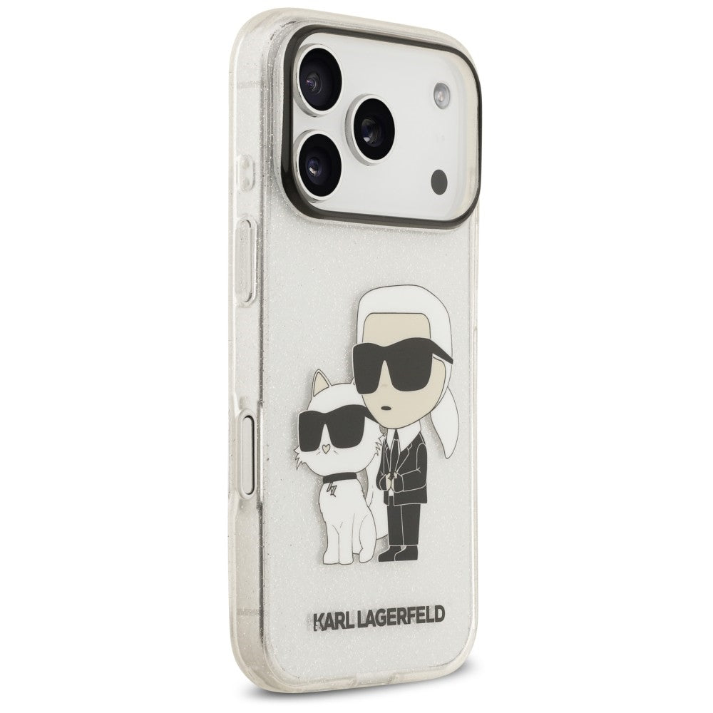 Capa para Apple iPhone 18 Pro Max / 17 Pro Max, Karl Lagerfeld, IML Glitter Karl and Choupette NFT, Transparente