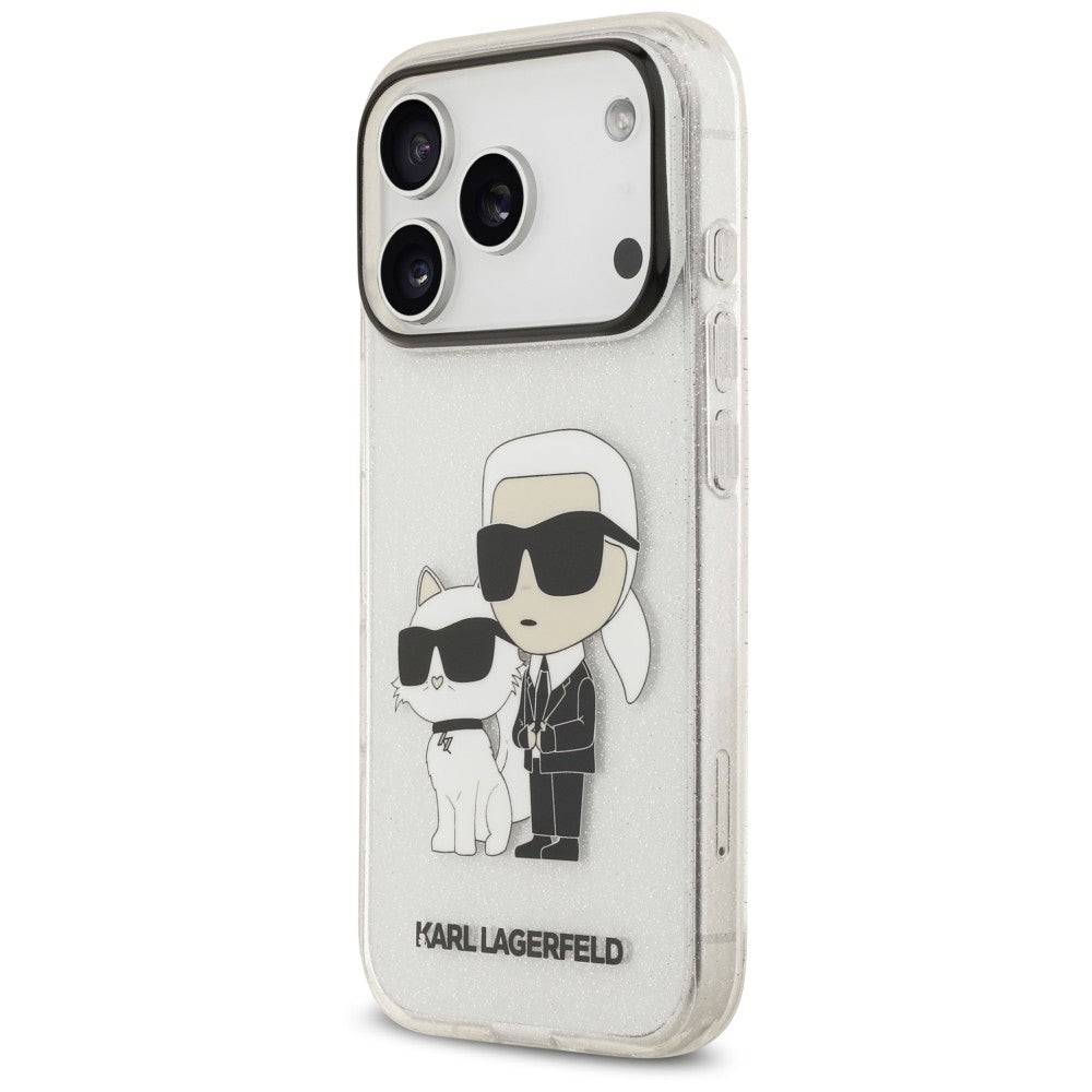 Capa para Apple iPhone 18 Pro Max / 17 Pro Max, Karl Lagerfeld, IML Glitter Karl and Choupette NFT, Transparente