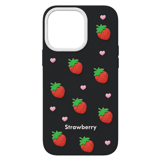 Capa para Apple iPhone 15 / 14 / 13, OEM, Strawberry, Preta