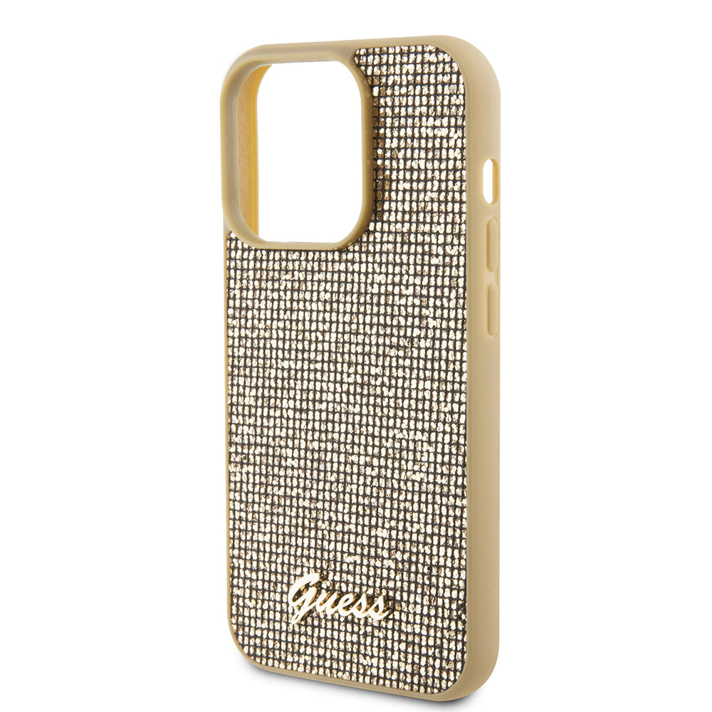 Capa para Apple iPhone 15 Pro, Guess, PU Square Mirror Script Logo, Dourada GUHCP15LPMSDGSD