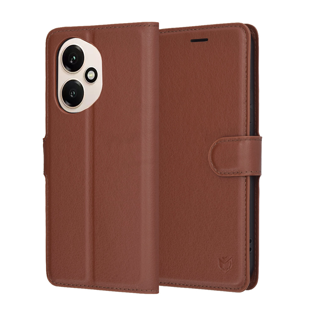 Capa para Honor 400, Techsuit, Leather Folio, Castanha