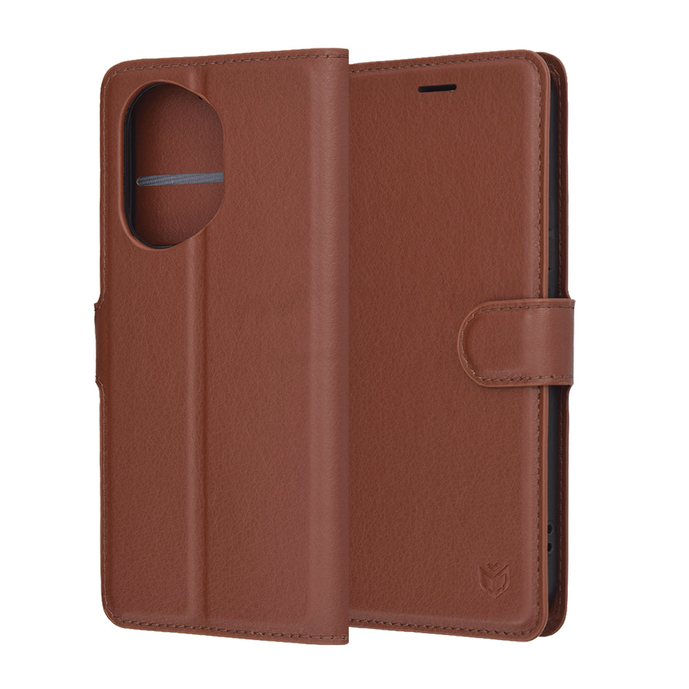 Capa para Honor 400, Techsuit, Leather Folio, Castanha