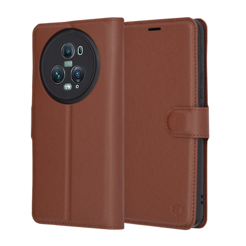 Capa para Honor Magic5 Pro, Techsuit, Leather Folio, Castanha