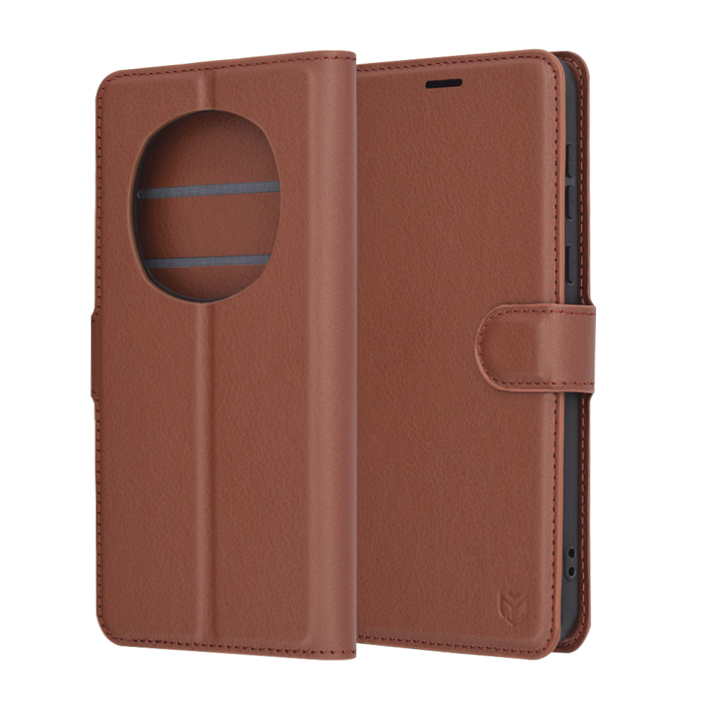 Capa para Honor Magic7 Pro, Techsuit, Leather Folio, Castanha