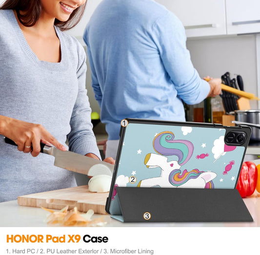 Capa para Honor Pad X8a, Techsuit, FoldPro Unicorn, Multicolor