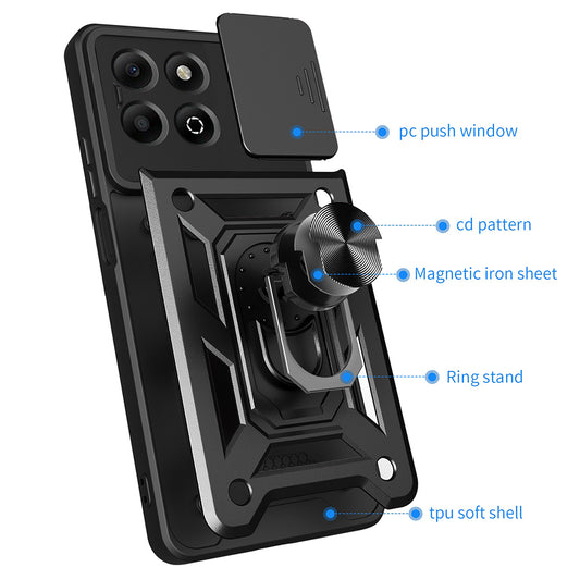 Capa para Honor X6b, Techsuit, CamShield, Preta