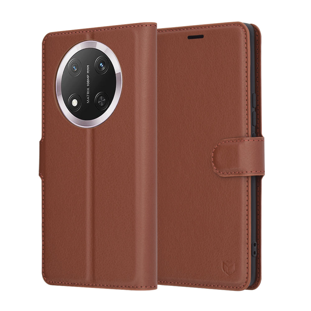 Capa para Honor X9c / Magic7 Lite, Techsuit, Leather Folio, Castanha