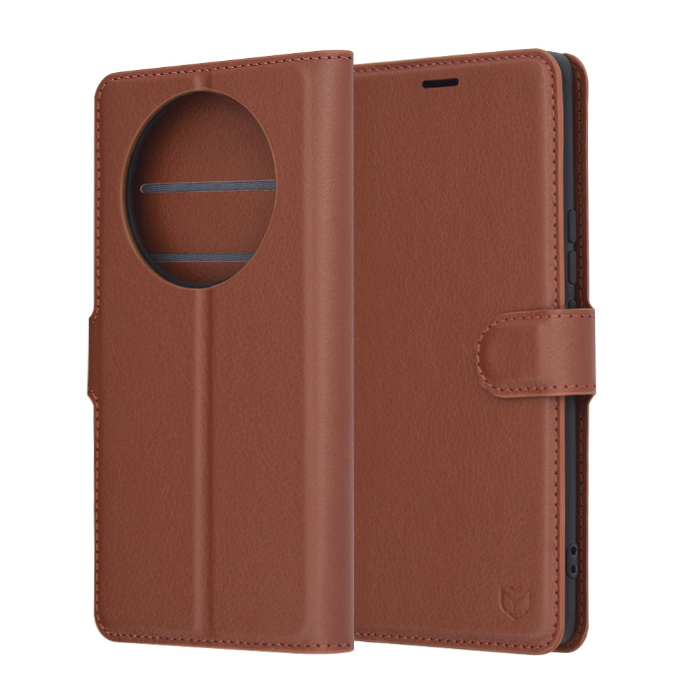 Capa para Honor X9c / Magic7 Lite, Techsuit, Leather Folio, Castanha