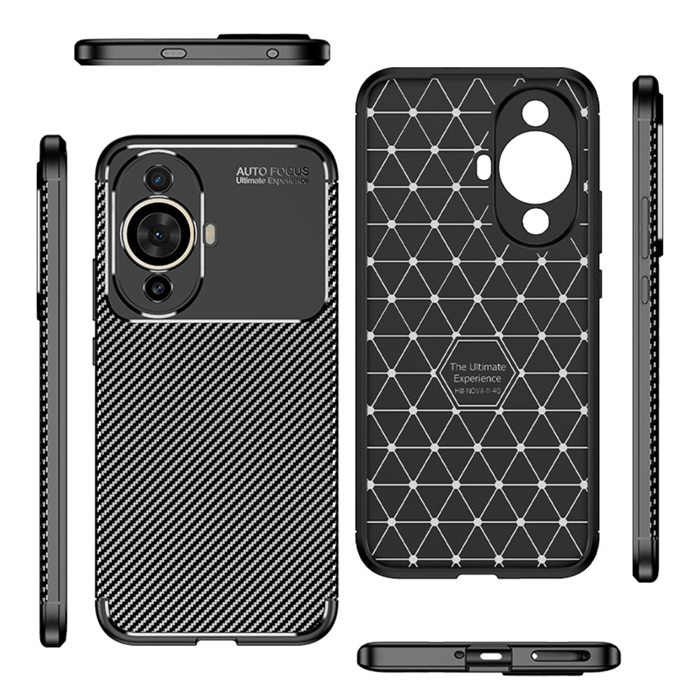 Capa para Huawei nova 12s / nova 11, Techsuit, Fibra de Carbon, Preta