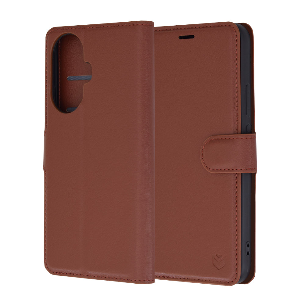 Capa para Huawei nova 12s / nova 11, Techsuit, Leather Folio, Castanha