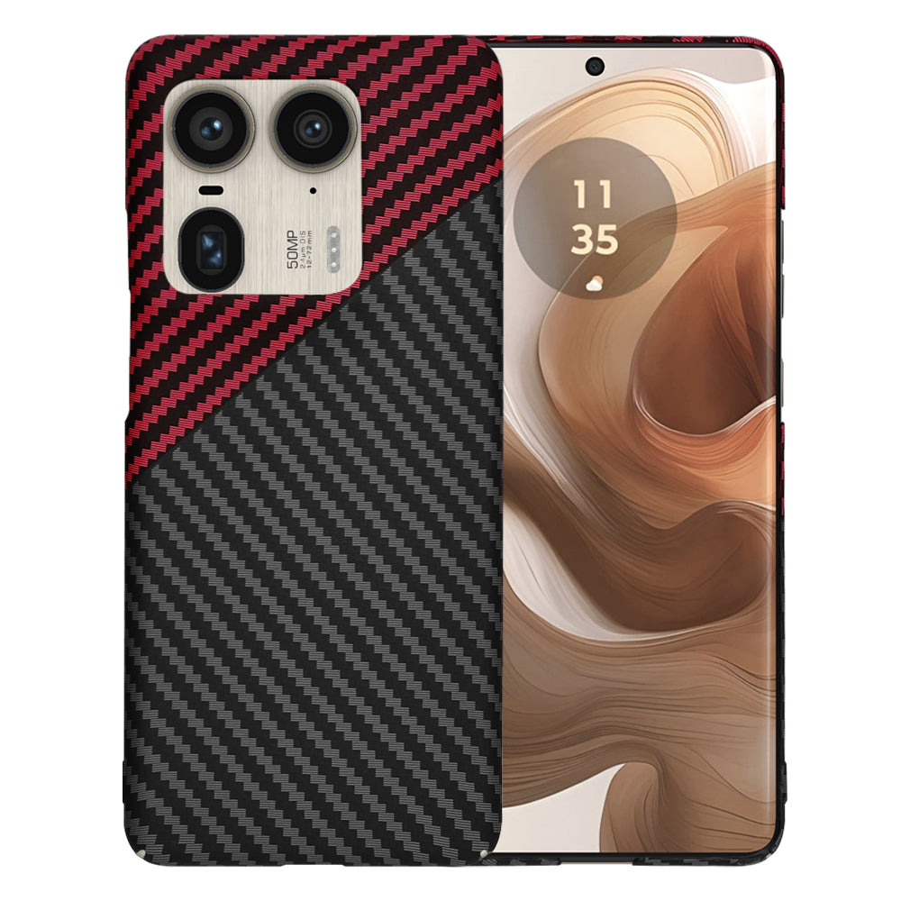 Capa para Motorola Edge 50 Ultra, Techsuit, Carbonite FiberShell, Preto Vermelho