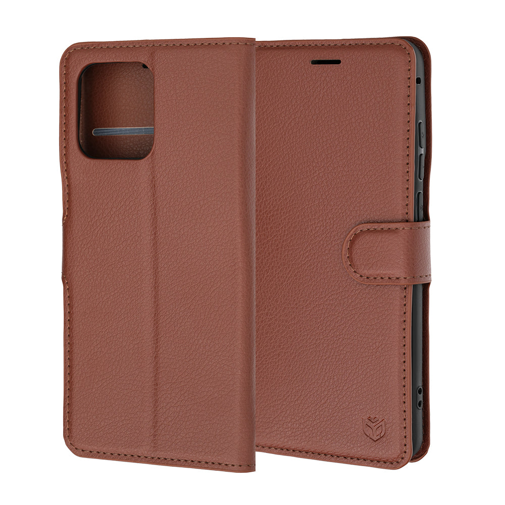 Capa para Motorola Edge 70 Fusion, Techsuit, Leather Folio, Castanha