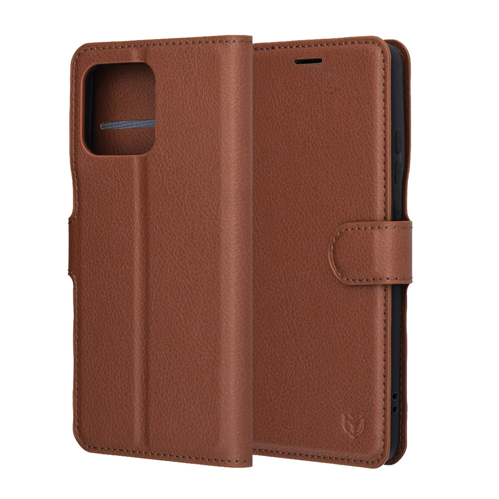 Capa para Motorola Edge 70, Techsuit, Leather Folio, Castanho