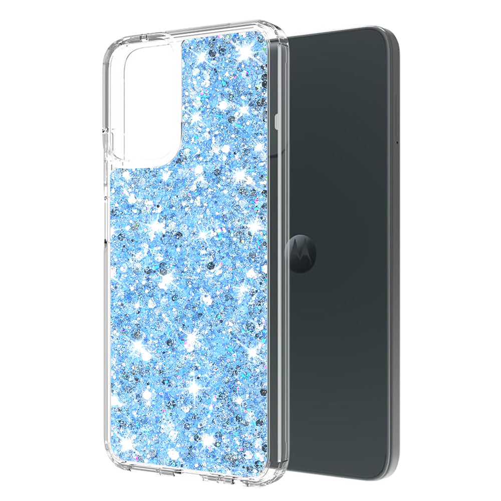 Capa para Motorola Moto G45 / G34, Techsuit, Glitter Brilhante, Azul