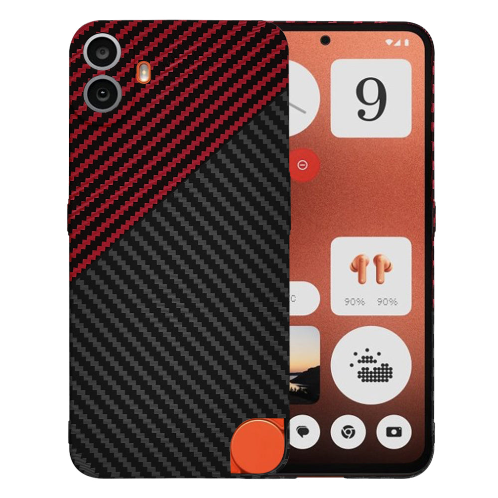 Capa para Nothing CMF Phone 1, Techsuit, Carbonite FiberShell, Preto Vermelho