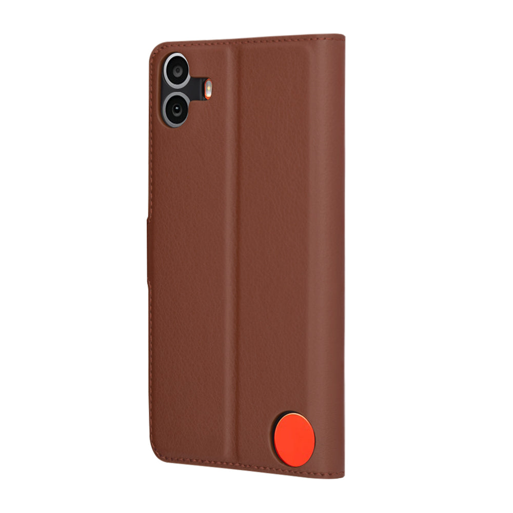 Capa para Nothing CMF Phone 1, Techsuit, Leather Folio, Castanha