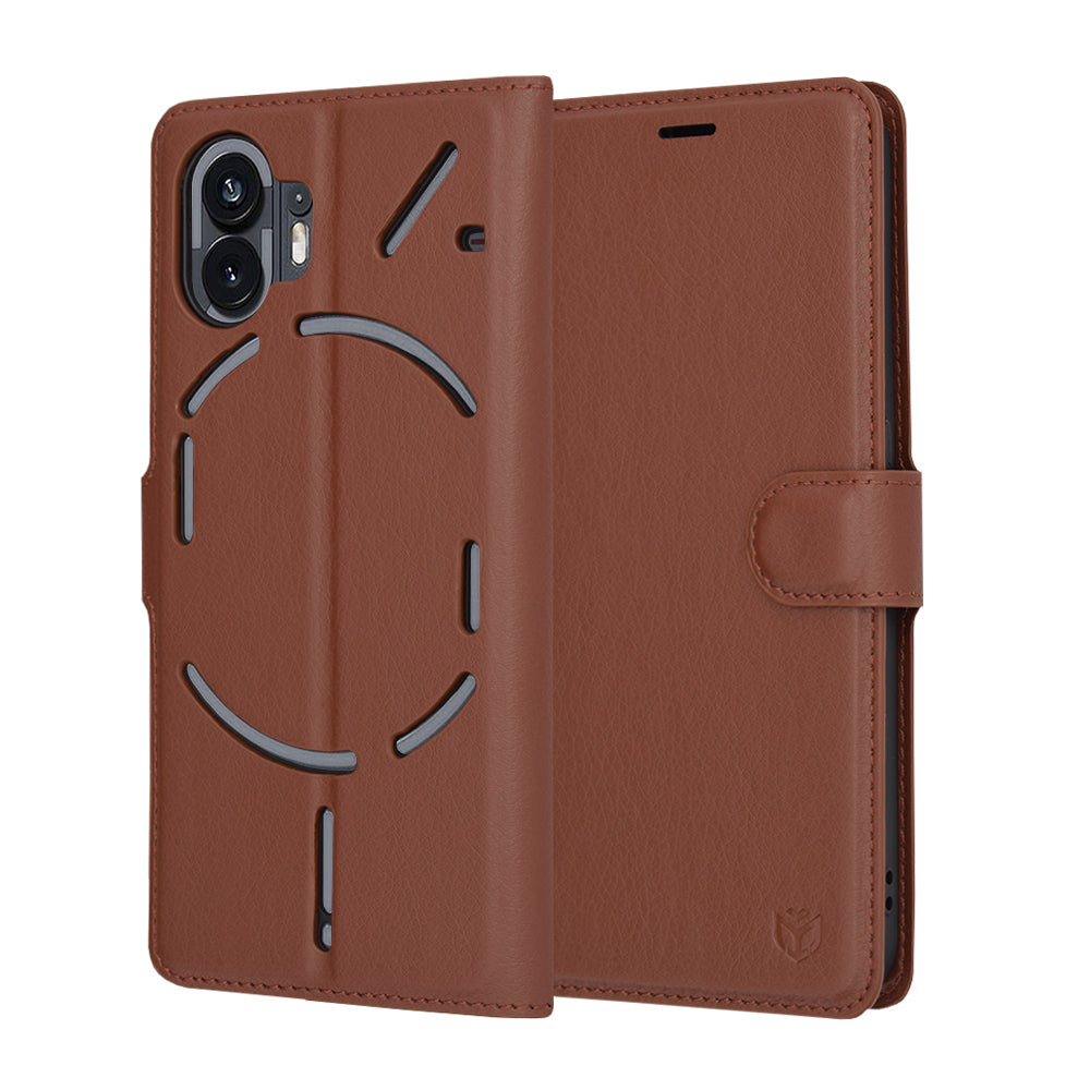 Capa para Nothing Phone (2), Techsuit, Leather Folio, Castanha