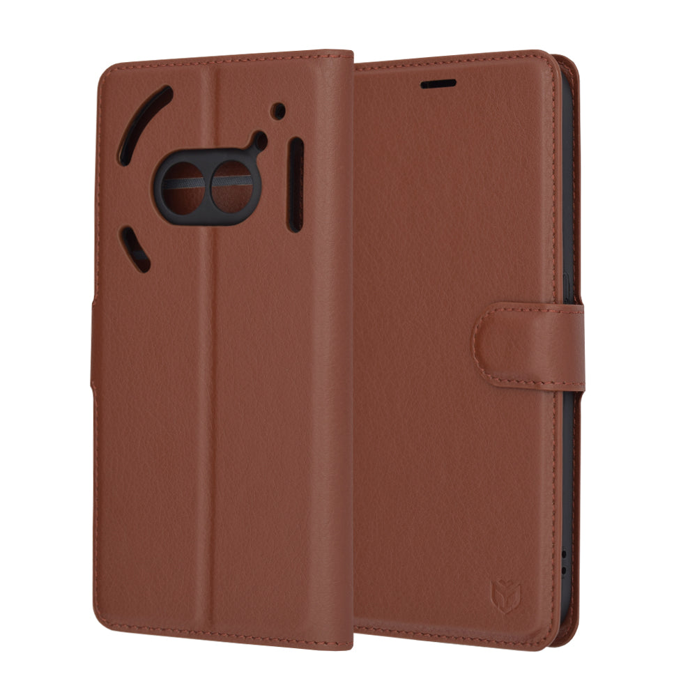 Capa para Nothing Phone (2a) Plus / Phone (2a), Techsuit, Leather Folio, Castanha