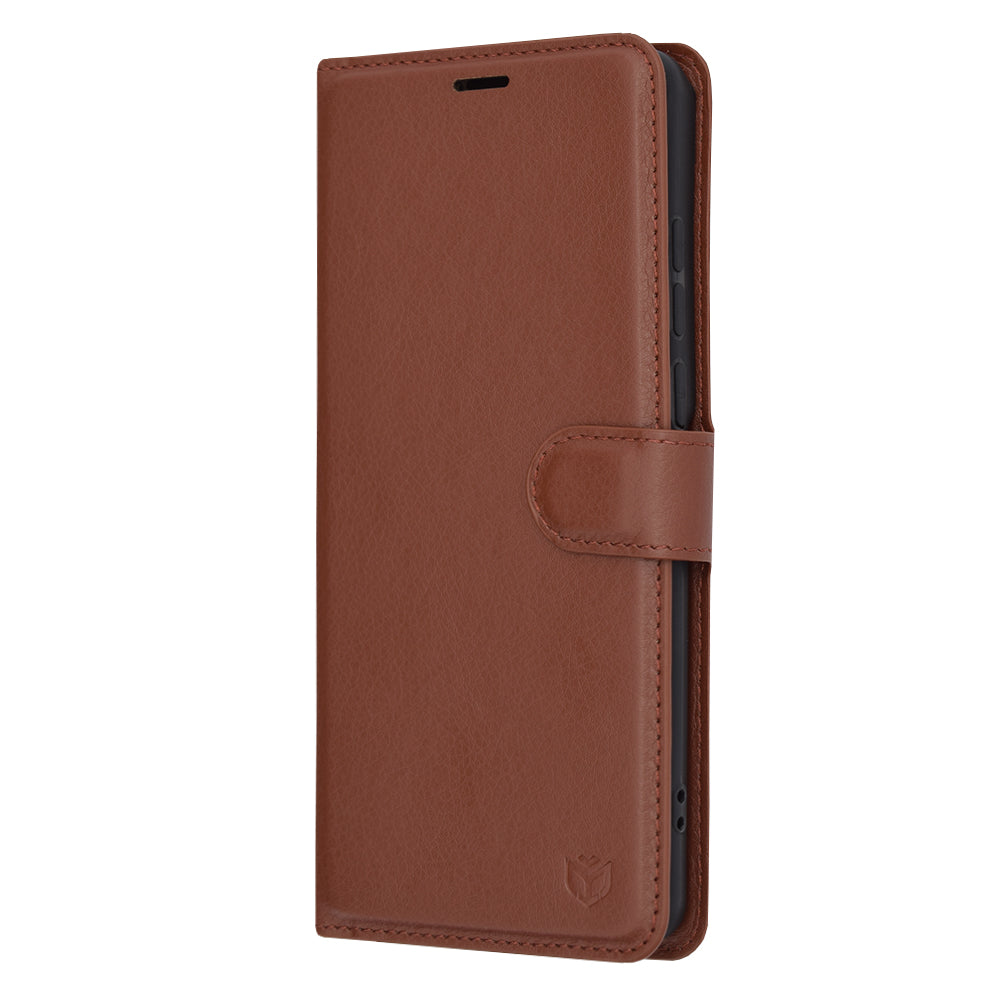 Capa para OnePlus 12, Techsuit, Leather Folio, Castanha