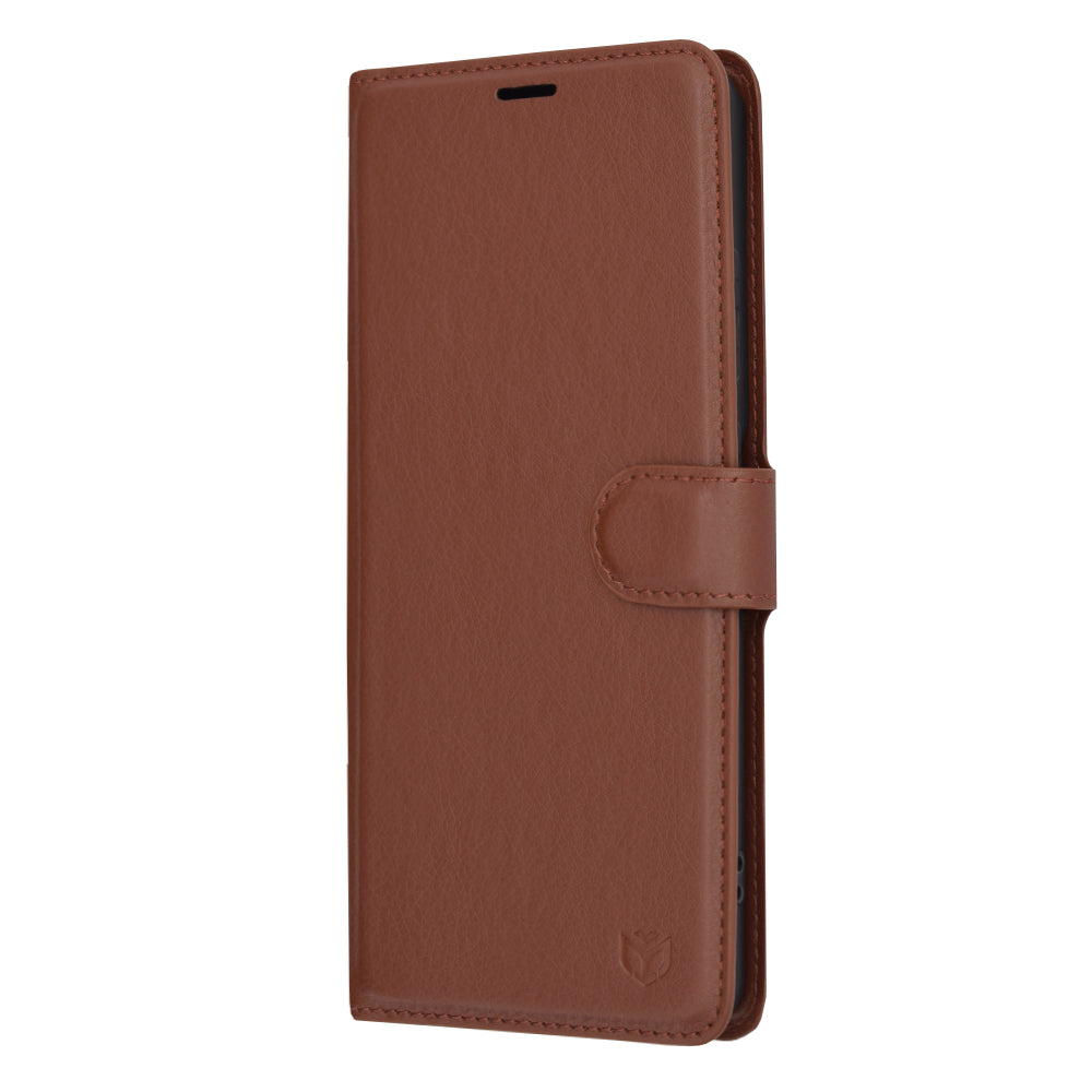 Capa para OnePlus 12R, Techsuit, Leather Folio, Castanha