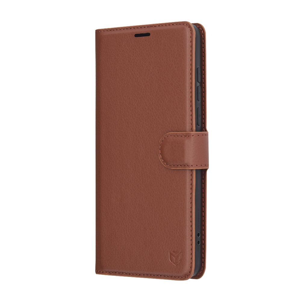 Capa para OnePlus 13, Techsuit, Leather Folio, Castanha