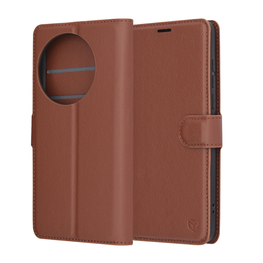 Capa para OnePlus 13, Techsuit, Leather Folio, Castanha