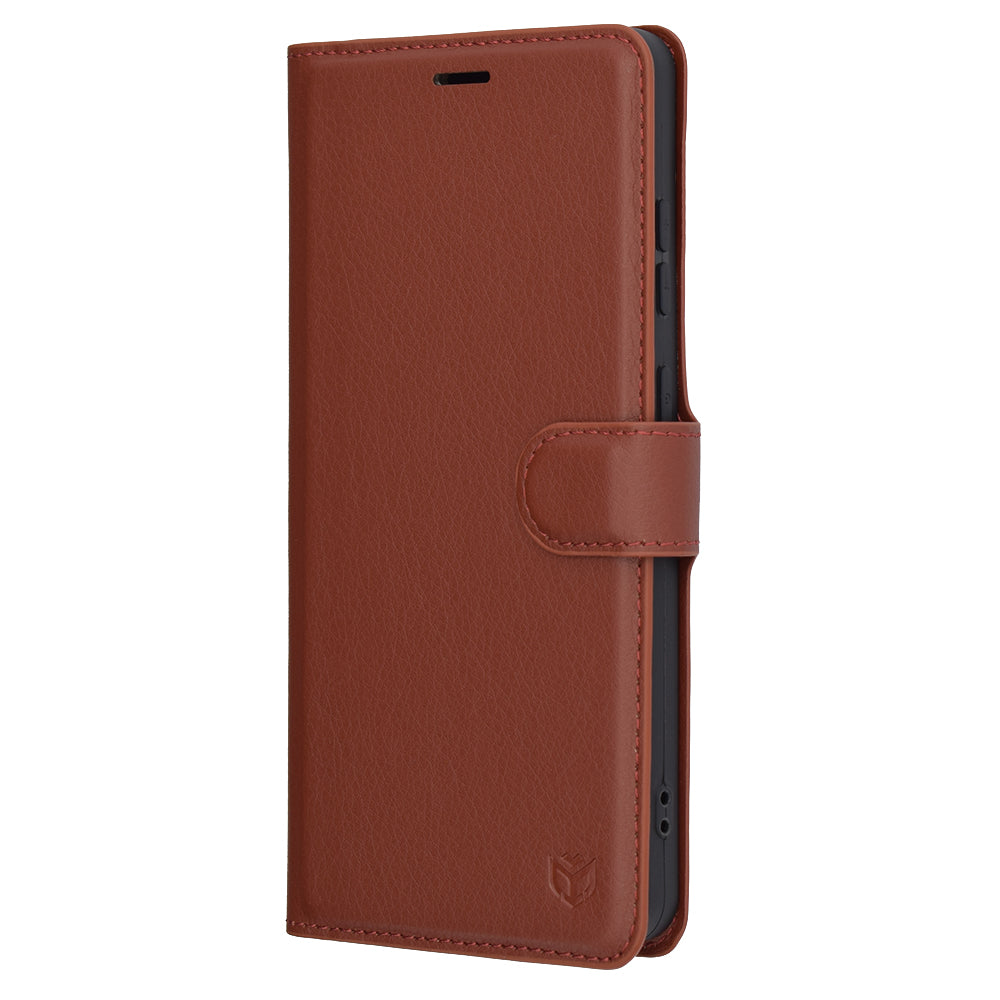 Capa para OnePlus 13R, Techsuit, Leather Folio, Castanha