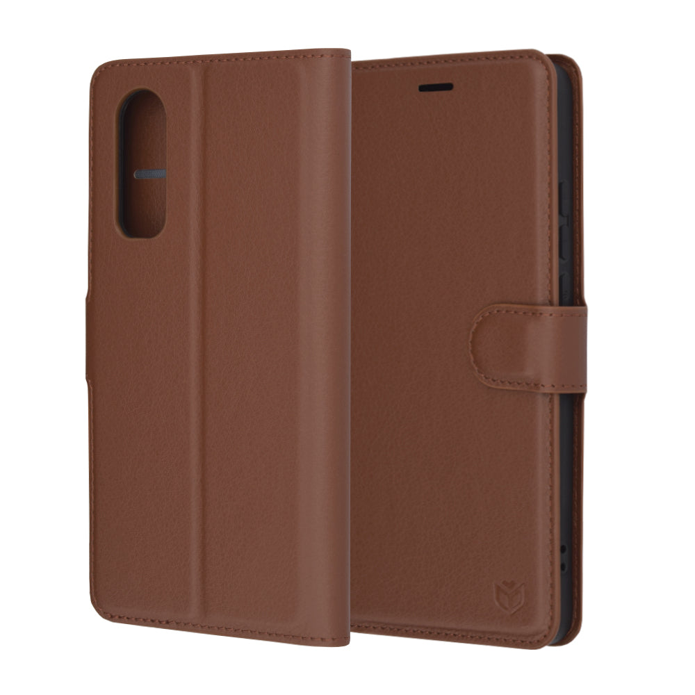 Capa para OnePlus Nord CE4 Lite, Techsuit, Leather Folio, Castanha