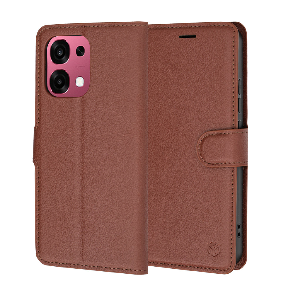 Capa para Oppo A6 Pro 5G / A6 Pro 4G, Techsuit, Leather Folio, Castanha