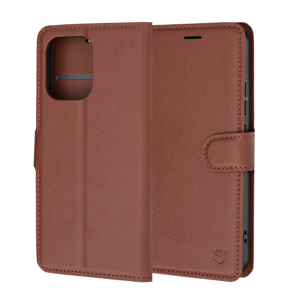 Capa para Oppo A6 Pro 5G / A6 Pro 4G, Techsuit, Leather Folio, Castanha