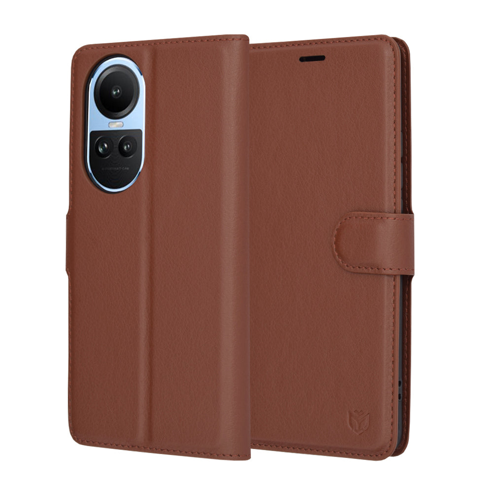 Capa para Oppo Reno10 / Reno10 Pro, Techsuit, Leather Folio, Castanha