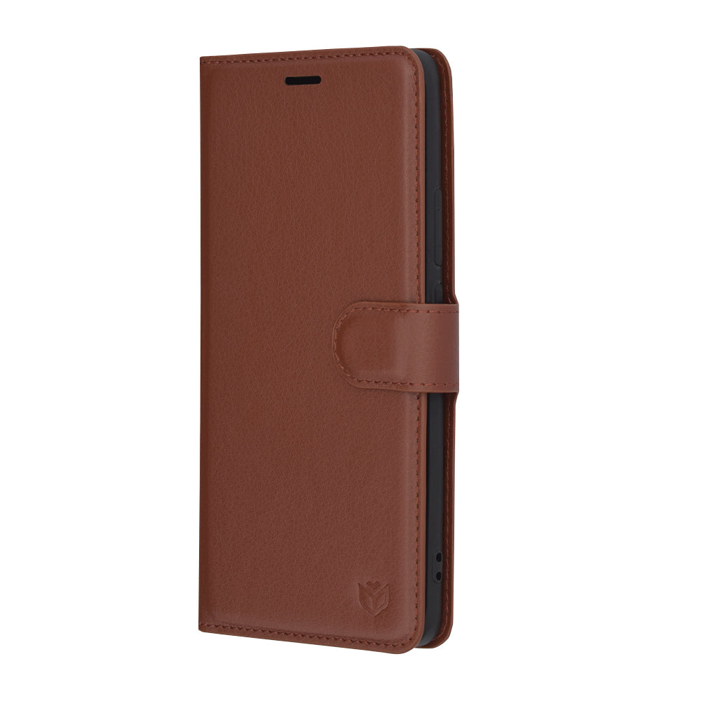 Capa para Oppo Reno12, Techsuit, Leather Folio, Castanha