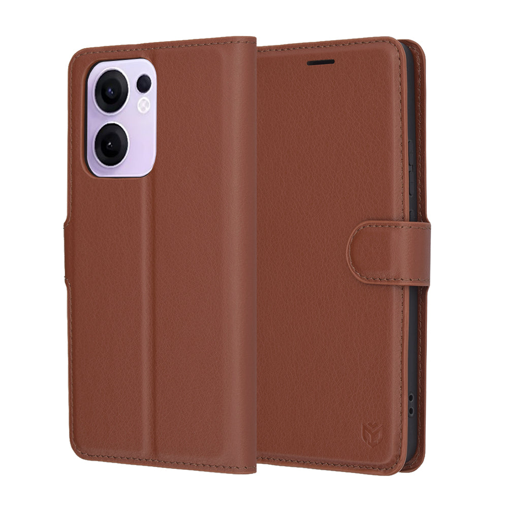 Capa para Oppo Reno13 FS 5G / Reno13 F 4G / Reno13 F, Techsuit, Folio em Couro, Castanha