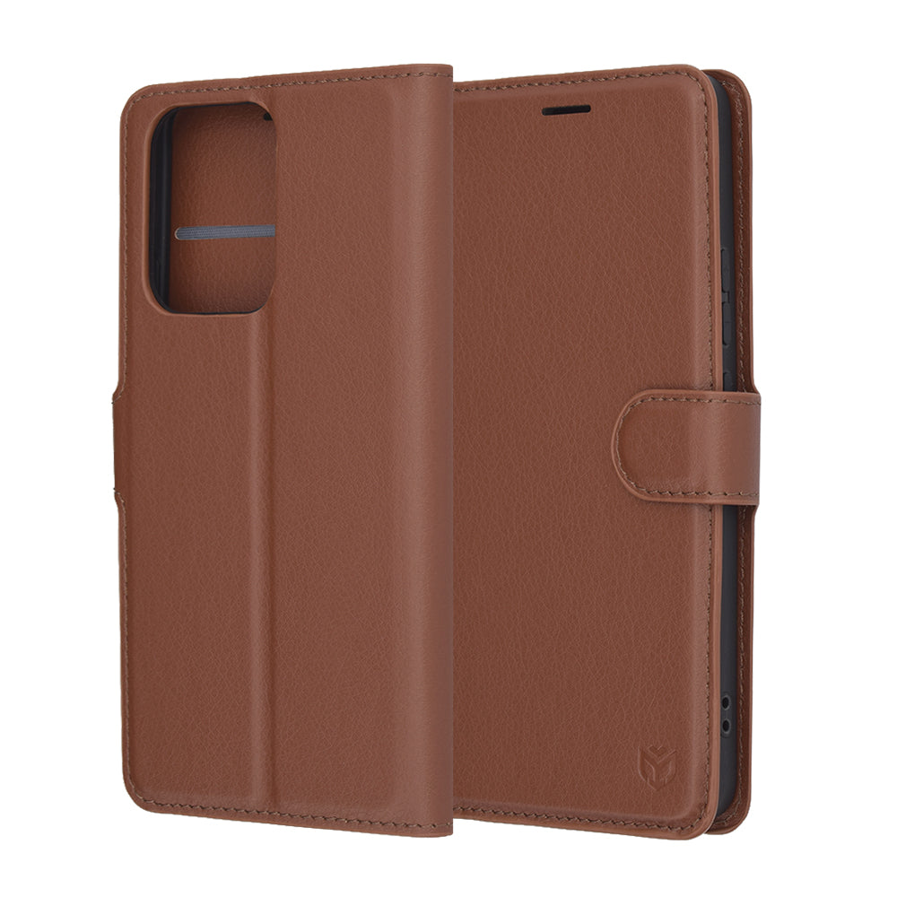 Capa para Oppo Reno13 FS 5G / Reno13 F 4G / Reno13 F, Techsuit, Folio em Couro, Castanha