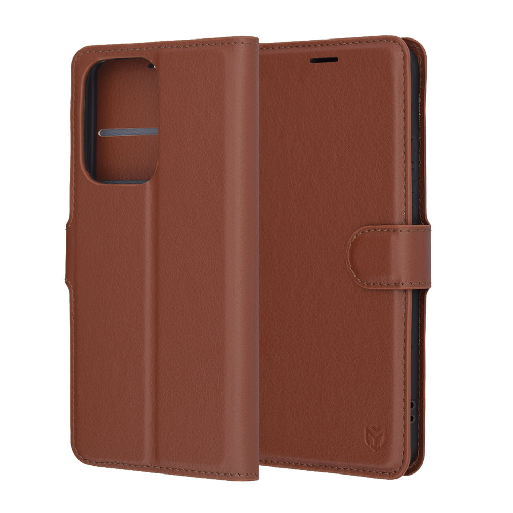 Capa para Oppo Reno13 Pro, Techsuit, Leather Folio, Castanha