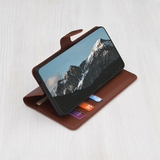 Capa para Oppo Reno14, Techsuit, Leather Folio, Castanho