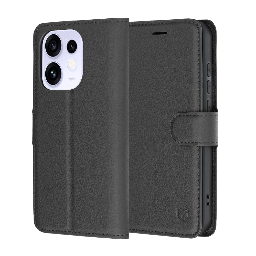 Capa para Oppo Reno16 / Reno16 Pro, Techsuit, Leather Folio, Preta
