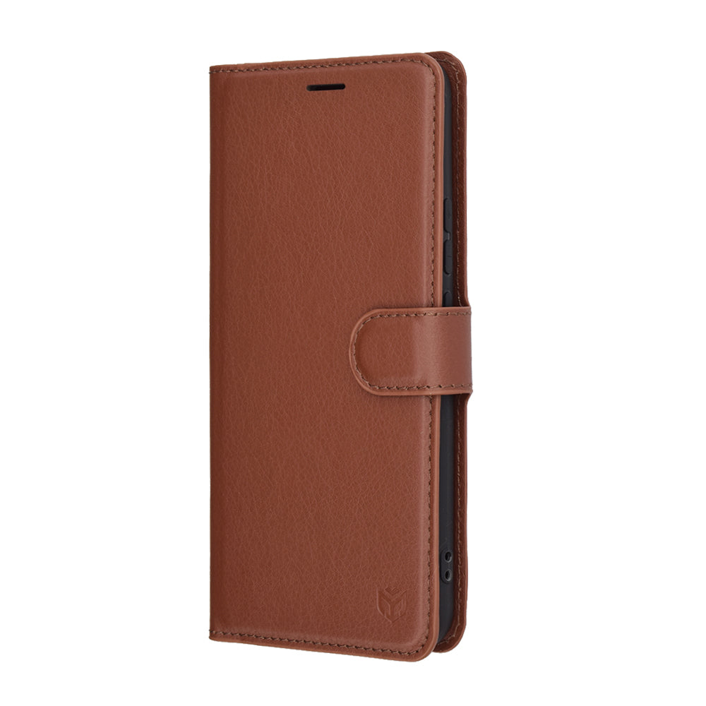Capa para Realme 14 Pro+, Techsuit, Leather Folio, Castanha