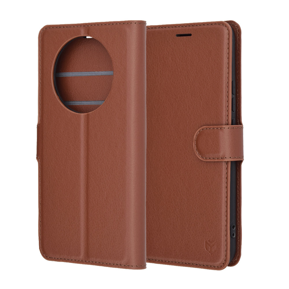 Capa para Realme 14 Pro+, Techsuit, Leather Folio, Castanha