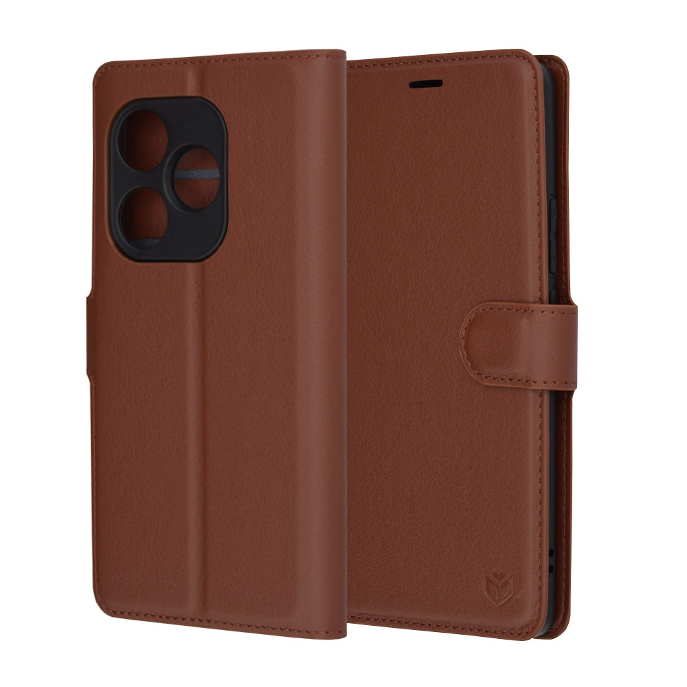 Capa para Realme GT 6T / GT 6, Techsuit, Leather Folio, Castanha