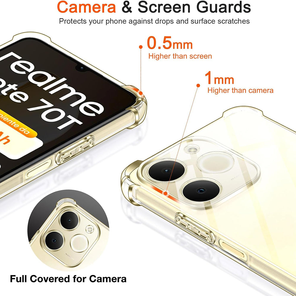 Capa para Realme Note 70T, Techsuit, Shockproof Clear, Transparente