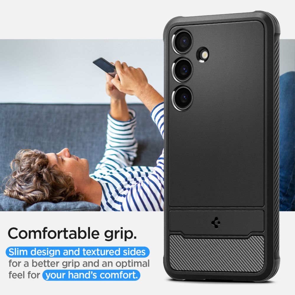 Capa para Samsung Galaxy S24 S921, Spigen, Rugged Armour, Preto ACS07346