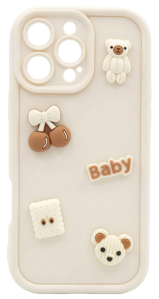 Case for Samsung Galaxy S25 S931, OEM, Ultra Trendy 3D Bear, Beige