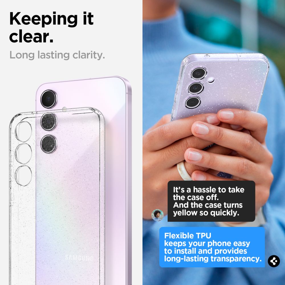 Capa para Samsung Galaxy A55 5G A556, Spigen, Liquid Crystal Glitter, Transparente ACS07538