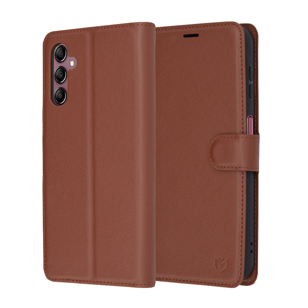 Capa para Samsung Galaxy A14 A145 / A14 5G A146, Techsuit, Leather Folio, Castanha
